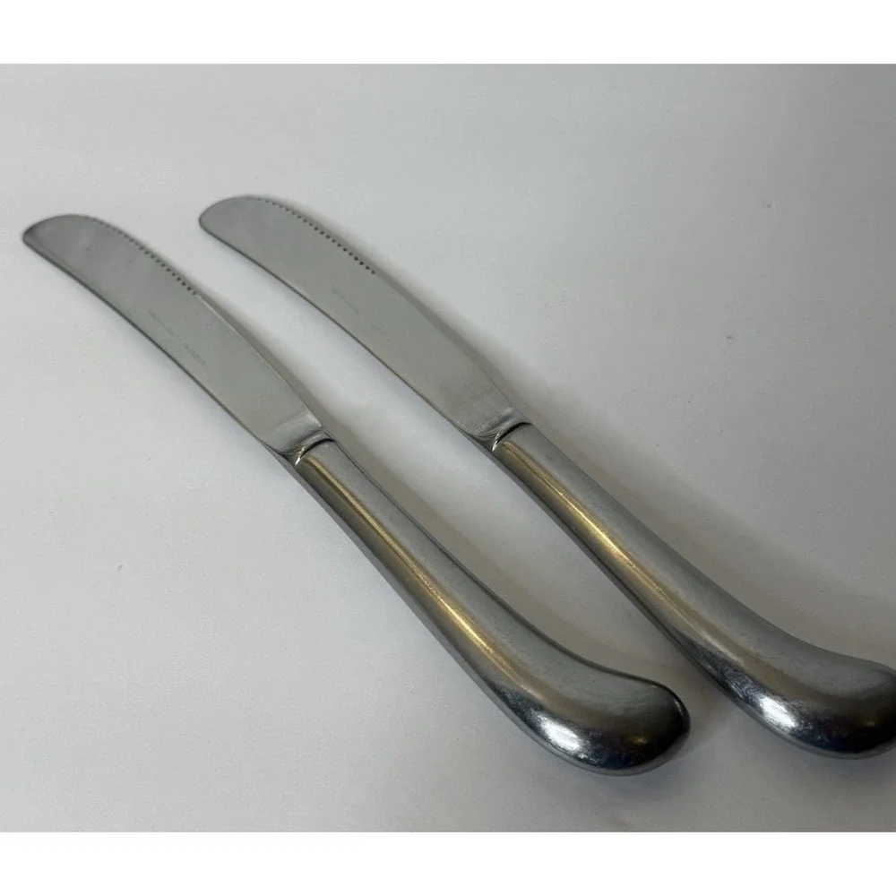 VTG ROGERS Lot 2 Dinner Knife Stainless Steel Made in Korea Pistol Grip 9.25
